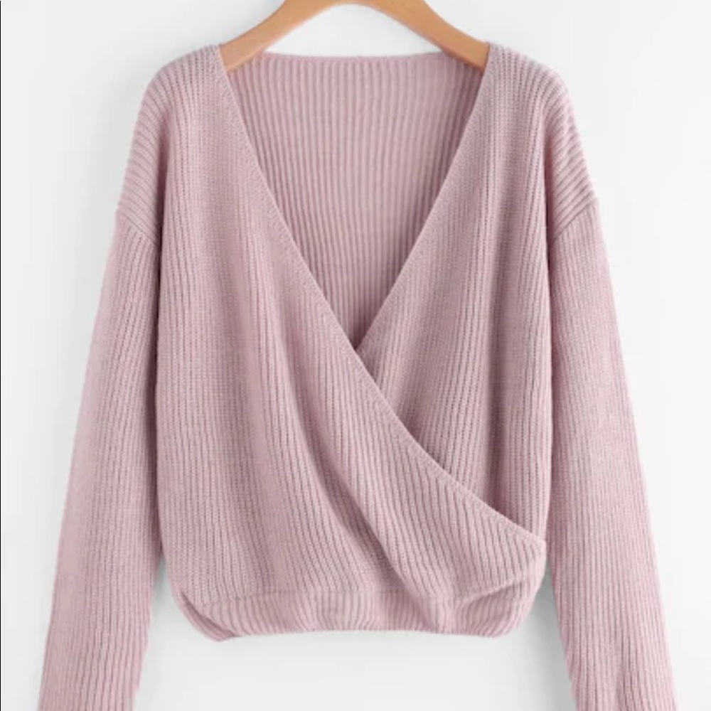 Dusty pink wrap style sweater